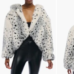 AZALEA WANG Leo Hooded Faux Fur Jacket small new with tags